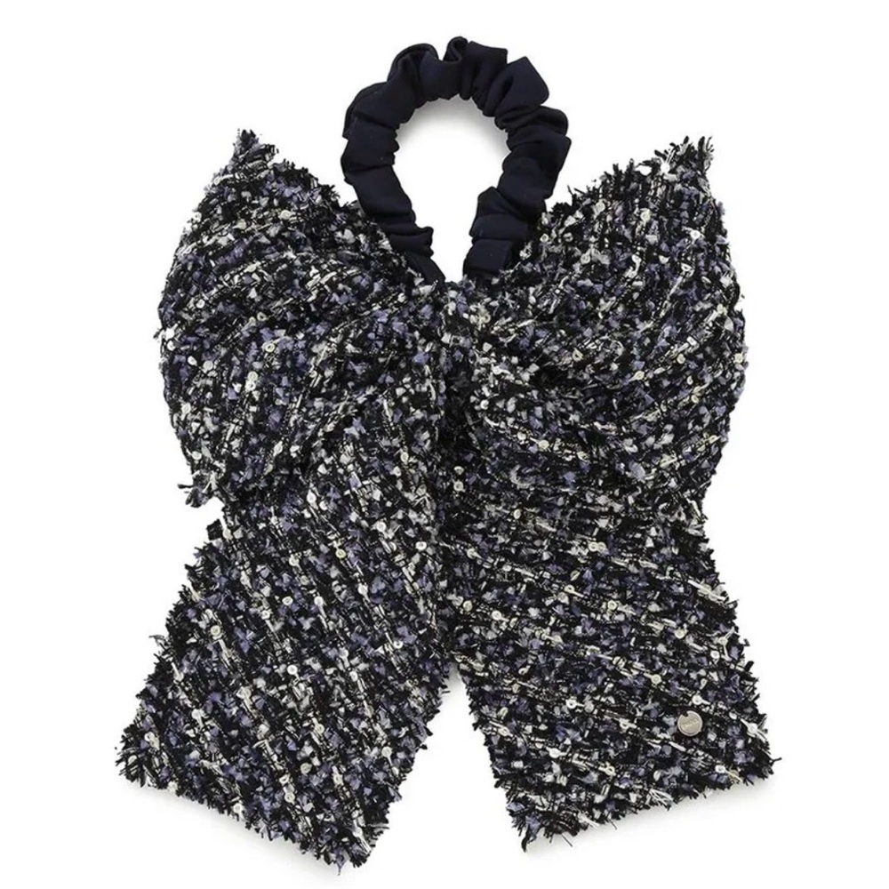 Snidel - Ribbon Tweed Scrunchie NAVY